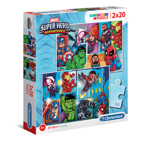 Clementoni 24768 - Puzzle Supercolor 2x20 Superhero