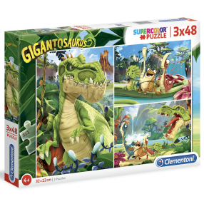 Clementoni 25249 - Puzzle 3x48 Gigantosaurus