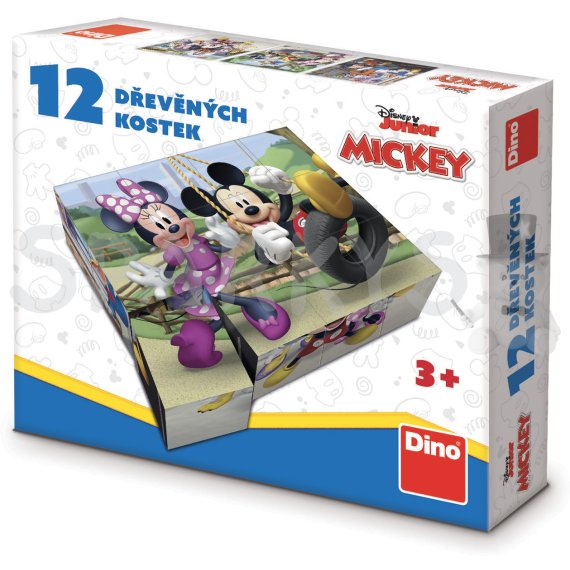 Dino - Mickey a Minnie 12 Dřevěné licenční kostky                    