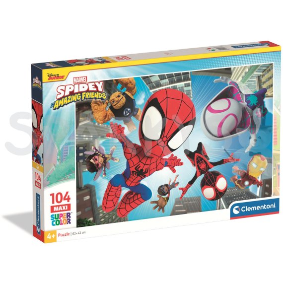Clementoni - Puzzle 104 Maxi Spidey a jeho úžasní přátelé                    