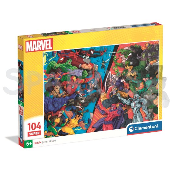 Clementoni - Puzzle 104 Super Marvel Hrdinové vs. Záporáci                    