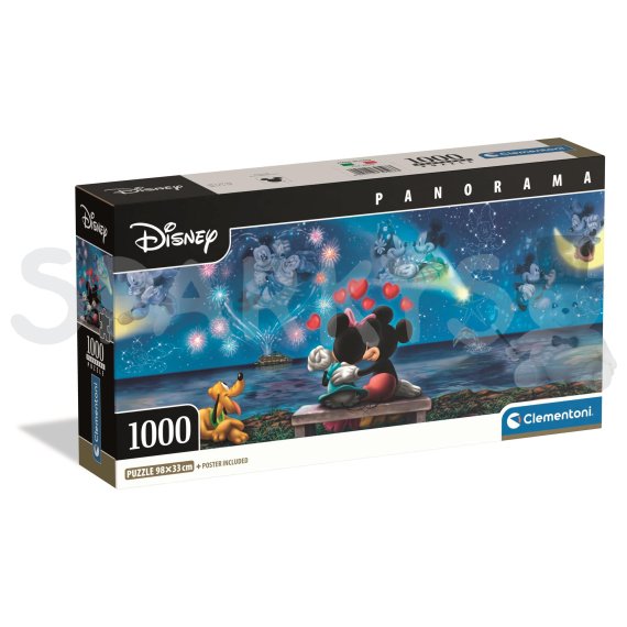 Clementoni - Puzzle 1000 Panorama Mickey a Minnie                    