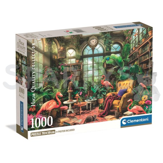 Clementoni - Puzzle 1000 Skleníková knihovna                    