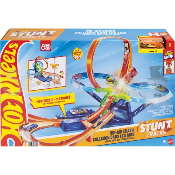 Hot Wheels Stunt Tracks Srážka ve vzduchu dráha a angličák, booster                    