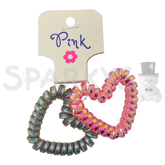 PINK - Gumičky do vlasů srdce - modré a růžové                    