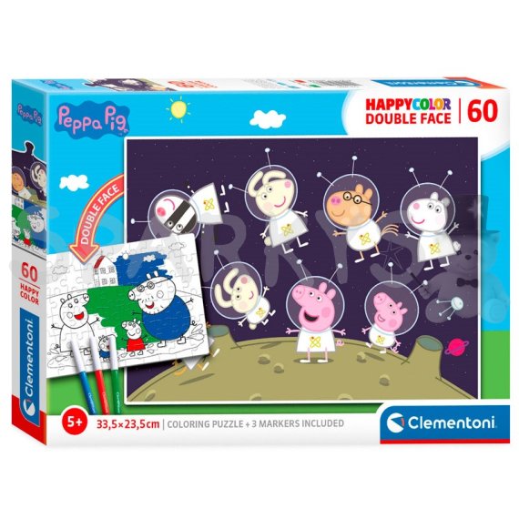 Clementoni - Puzzle 60 Double Face Prasátko Peppa                    