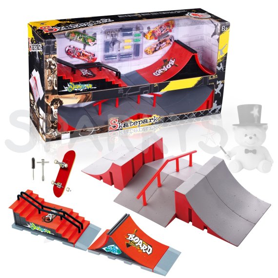 SKATEPARK Set XL – Street Moduly s Rail Schodištěm a 2 Fingerboardy                    