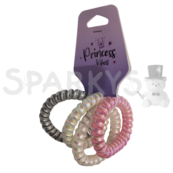 PINK Sada spirálových gumiček perleť a metalíza, 4 ks                    