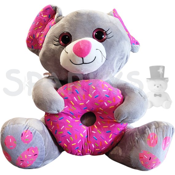 Myš s donutem šedá 25 cm                    