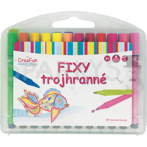 CreaFun - Fixy omyvatelné - trojhranné 24 barev                    