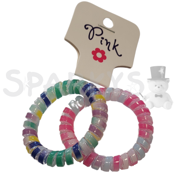 PINK - Spirálové gumičky do vlasů barevné 2ks                    