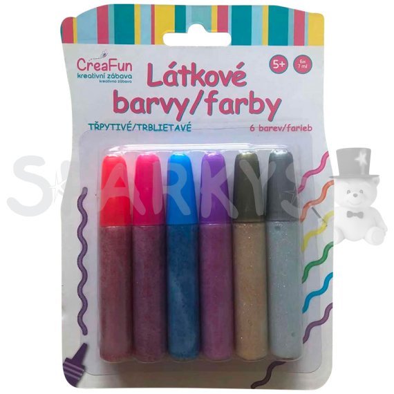 CreaFun - Látkové barvy - sada třpytky 6 (42ml)                    