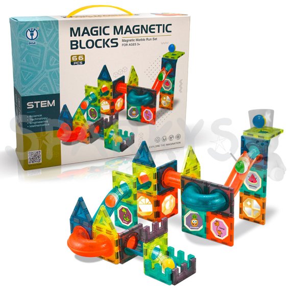 Kuličková dráha - magnetická stavebnice 66 ks                    