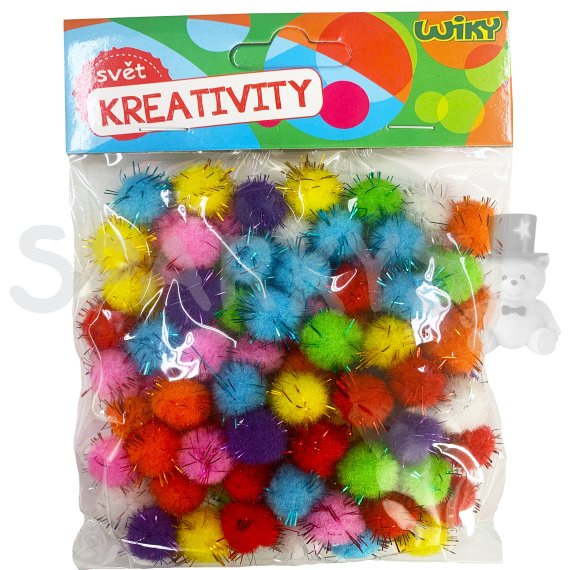 Pom pom glitter 15mm, 80ks                    