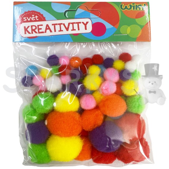 Pom pom mix velikostí, 80ks                    