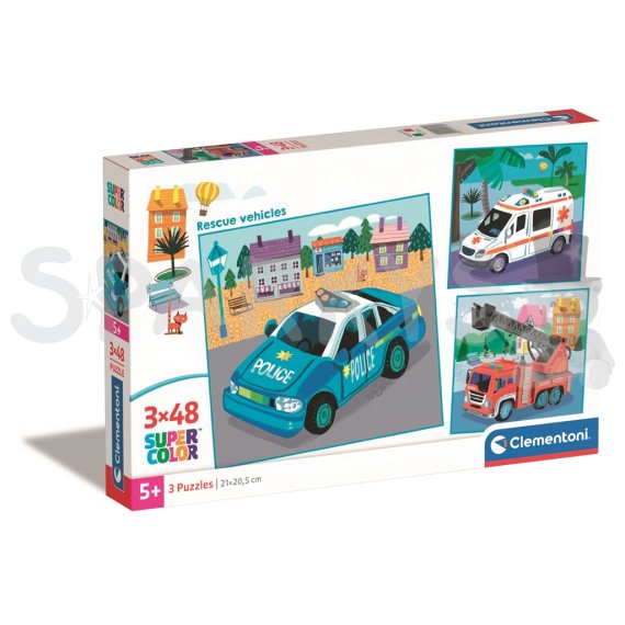Clementoni - Puzzle 3x48 Záchranářská vozidla                    