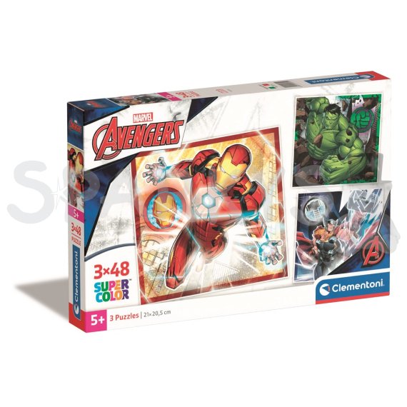Clementoni - Puzzle 3x48 Square Marvel Avengers                    