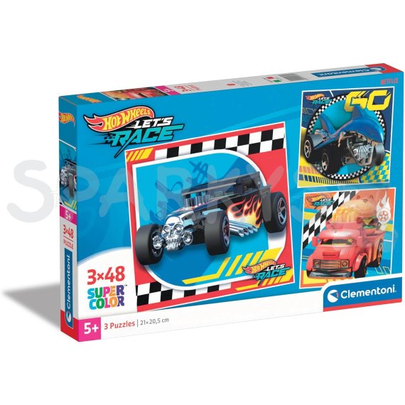 Clementoni - Puzzle 3x48 Square Hot Wheels                    