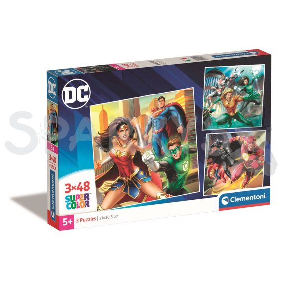 Clementoni - Puzzle 3x48 Square DC Comics Liga spravedlnosti                    