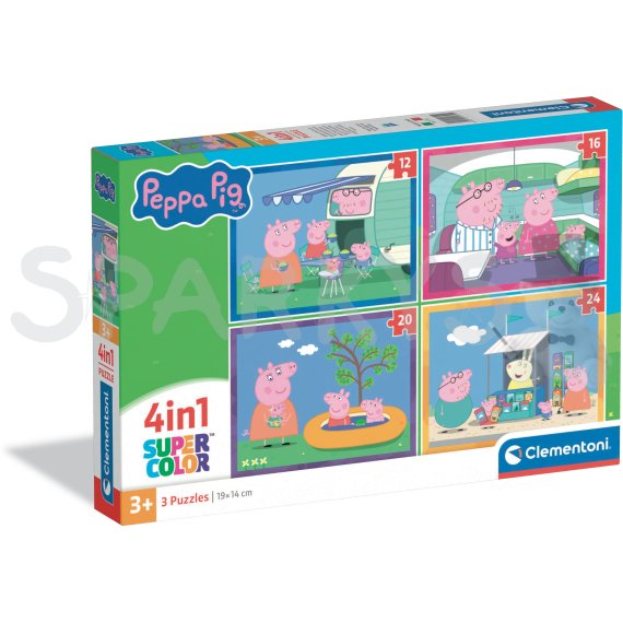 Clementoni - Puzzle 4v1 Prasátko Peppa na cestách (12+16+20+24 dílků)                    
