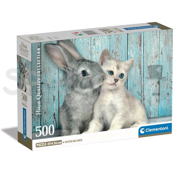 Clementoni - Puzzle 500 Kočka a zajíček                    
