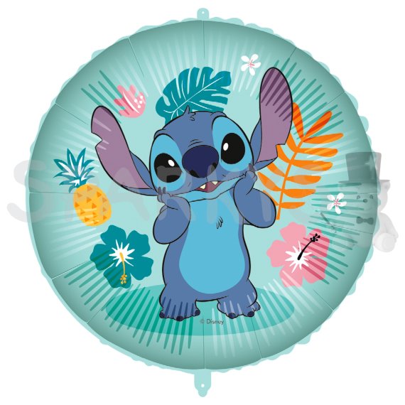 Fóliový balónek Stitch Hawaii - Kulatý, 46 cm (+ závaží)                    