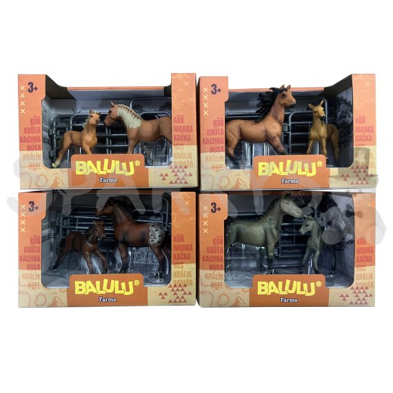 BALULU - Herní set Klisna s hříbětem, 4 druhy                    