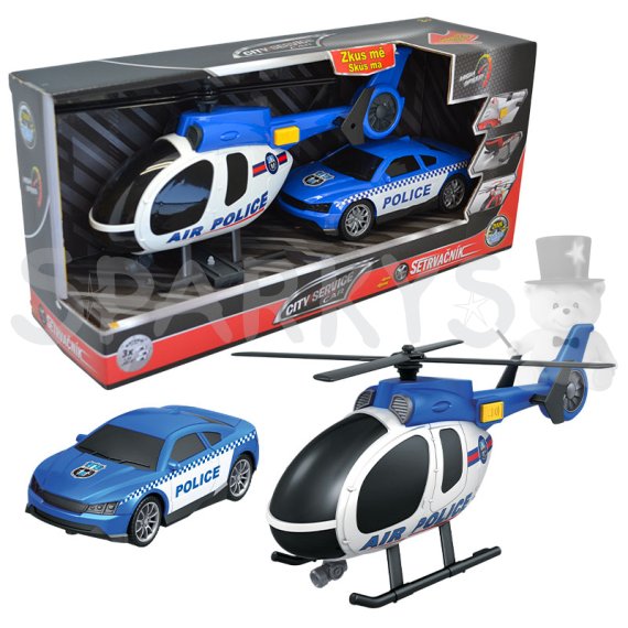 CITY SERVICE CAR - 1:14 Policie set vrtulník + auto                    