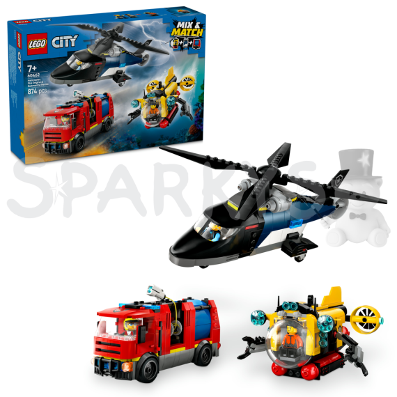 LEGO® City 60462 Remix: Helikoptéra, hasičský vůz a ponorka                    