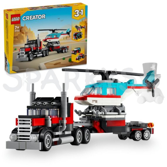 LEGO® Creator 3 v 1 31146 Náklaďák s plochou korbou a helikoptéra                    