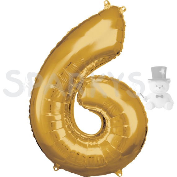 Zlatý foliový balónek 88 cm - číslo 6                    