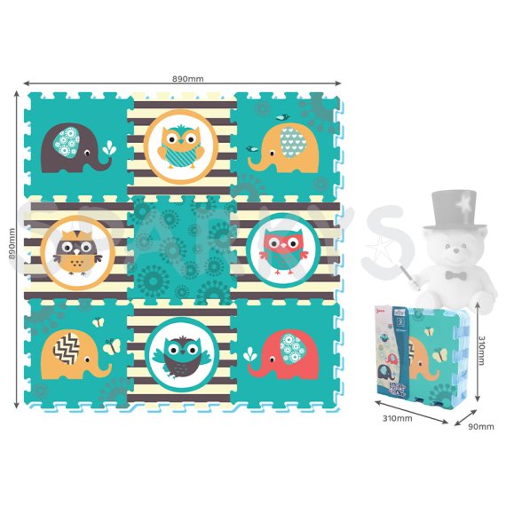 Pěnové puzzle Sloni a sovy 9 ks                    