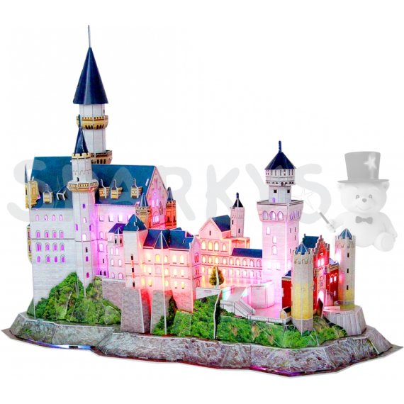 CubicFun - Puzzle 3D Zámek Neuschwanstein s LED světlem - 128 dílků                    