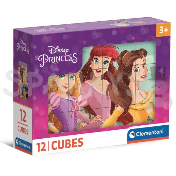 Clementoni - Obrázkové kostky - Disney princezny 12 kostek                    