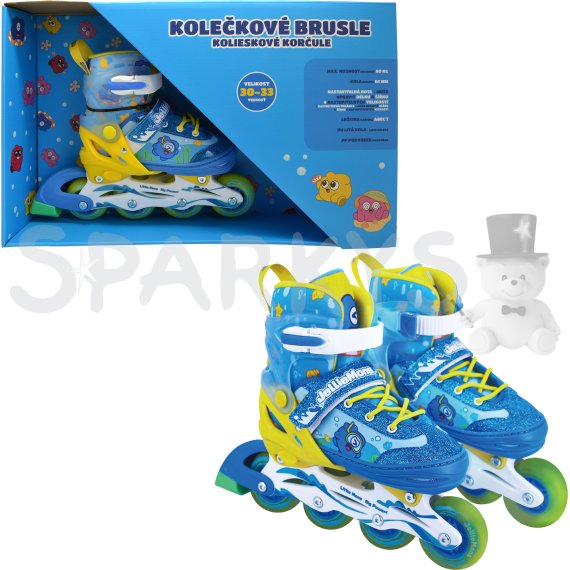 Dětské kolečkové brusle - Modro-žluté (vel. 30-33)                    
