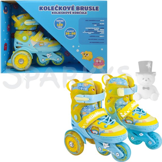 Dětské svítící kolečkové brusle - Žluté (vel. 26-30)                    