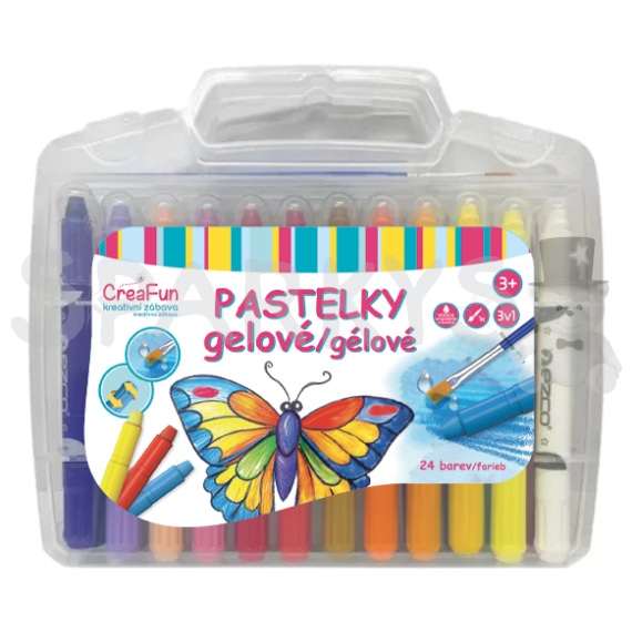 CreaFun - Pastelky gelové 3v1 omyvatelné - sada 24 ks + štětec                    