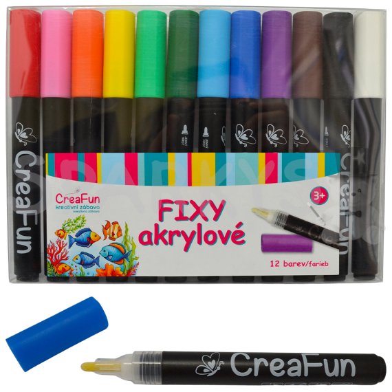 CreaFun - Fixy akrylové 12 barev                    
