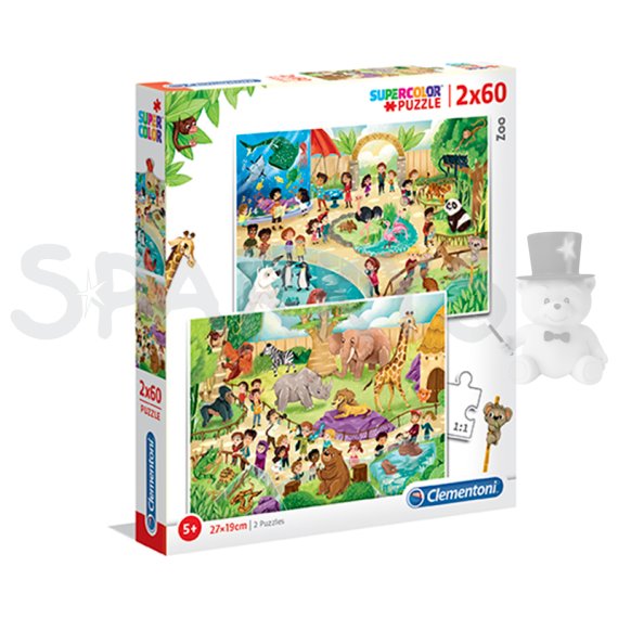 Clementoni - Puzzle Supercolor 2x60 Zoo                    