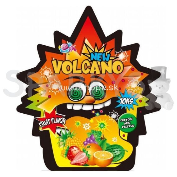 Volcano 10g Praskací prášek s ovocnou příchutí s tetováním a puzzle                    