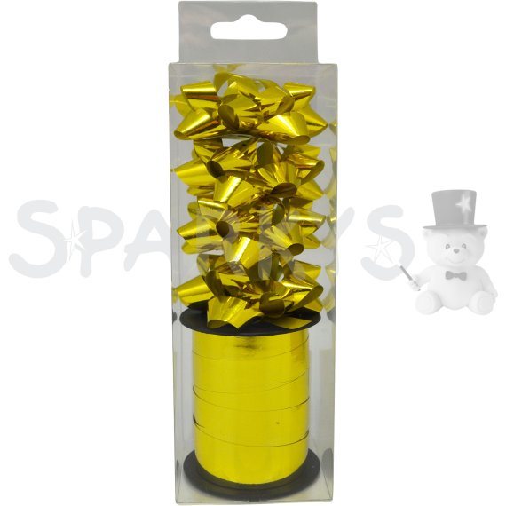 Sada dárkových mašlí, metalická zlatá, 2 ks (šířka 6 mm)                    