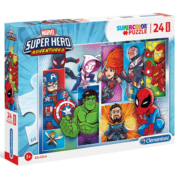 Clementoni - Puzzle Maxi 24 Superhero                    