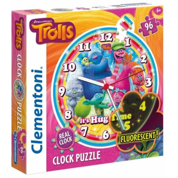 Clementoni - Puzzle hodiny 96 Trolls                    