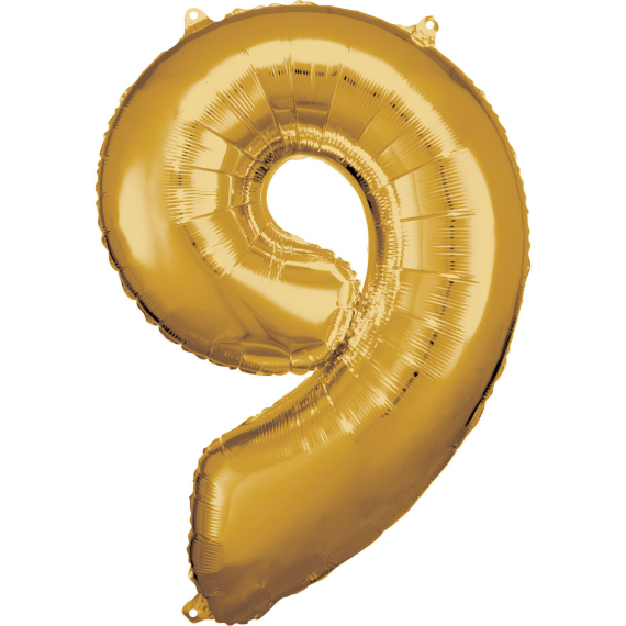 Zlatý foliový balónek 88cm - číslo 9                    