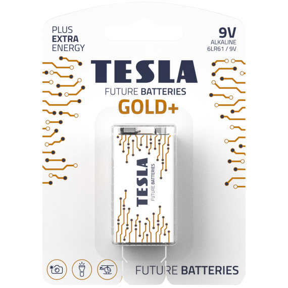 TESLA GOLD+ Alkalická baterie 9V 1ks                    