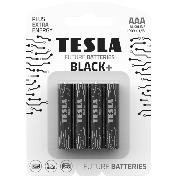 TESLA BLACK+ Alkalická baterie AAA 4ks                    