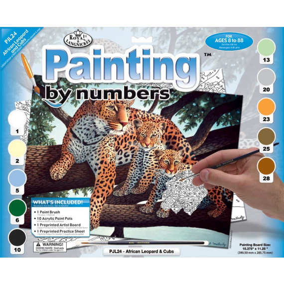 Malování podle čísel velké Royal Leopard s mláďaty                    