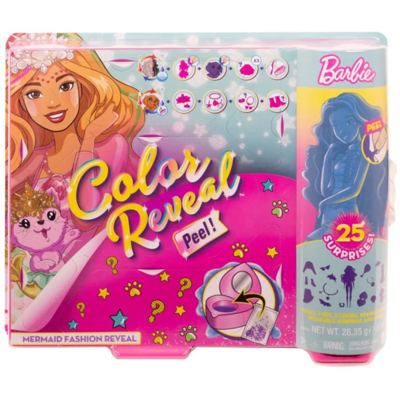 Barbie Color Reveal Peel &amp; Fantasy Fashion Transformace mořské panny                    