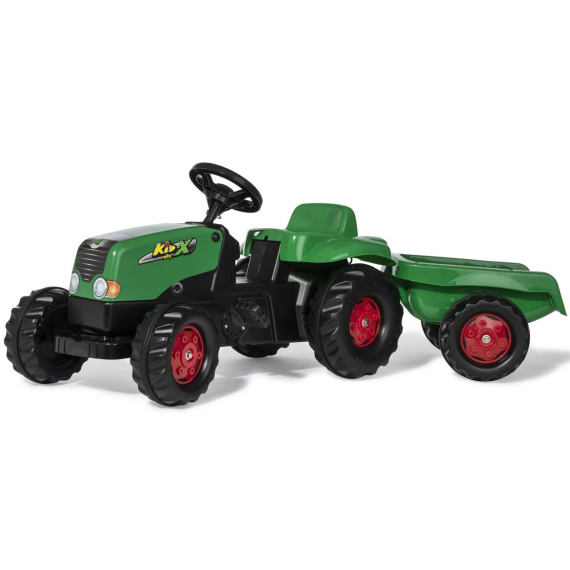 ROLLYTOYS - Šlapací traktor Kid s vlečkou - zeleno-červený                    