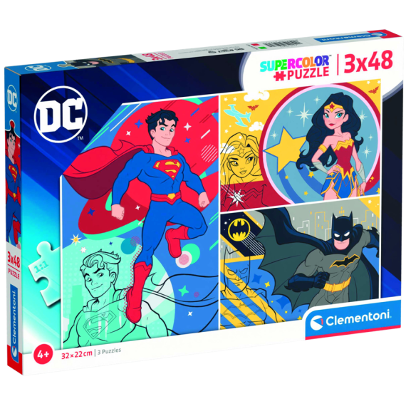 Clementoni - Puzzle 3x48 DC Comics                    
